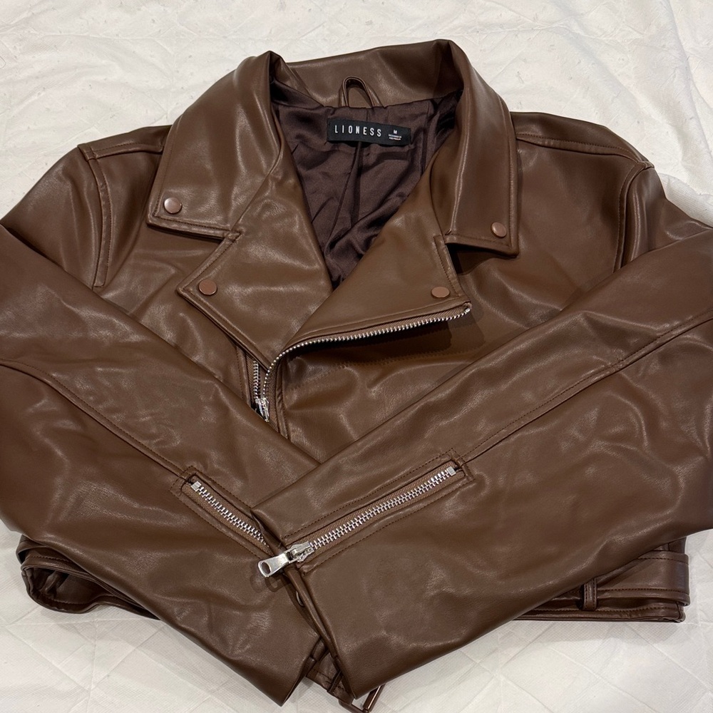 Lioness Chocolate Brown Leather Jacket